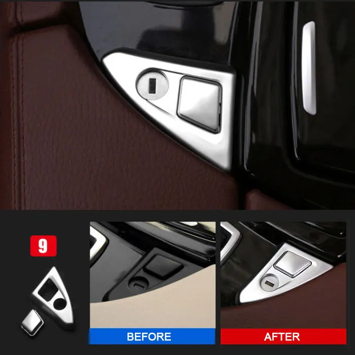 

Car styling ABS Chrome Interior Center Console Armrest Button Cover Trim Stickers for BMW 5 series F10 F18 525 528