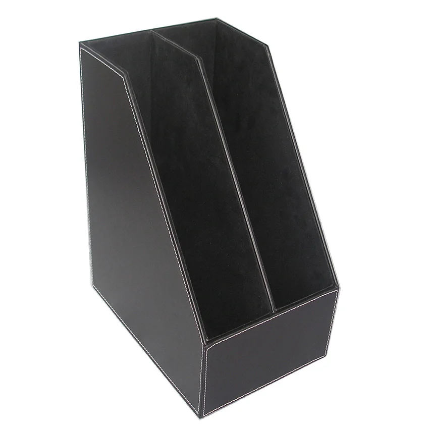 Office Desktop Organizer Set Wooden Structure Magazine File Rack Faux Leather Card Holder Mouse Pad Pencil Storage Box