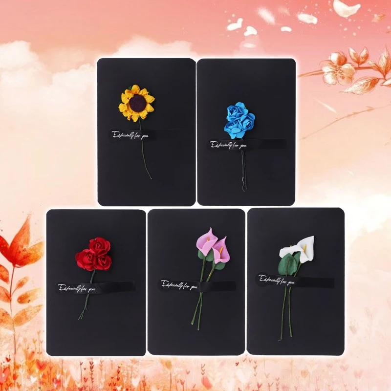 

Artificial Flower Greeting Card Handmade Message Paper Invitation DIY Envelope