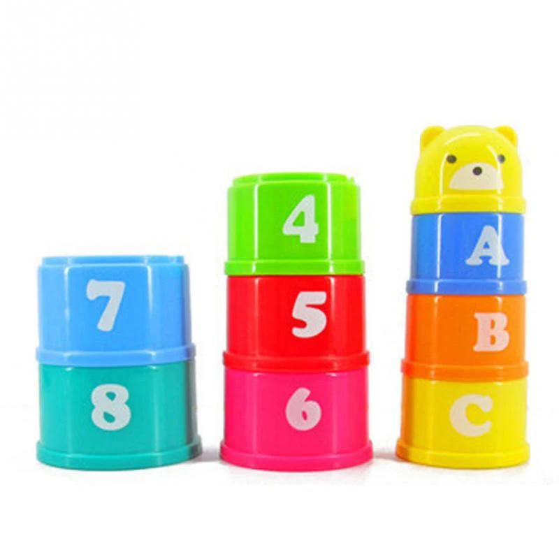 9 шт./компл. Развивающие игрушки для малышей 6 месяцев+ цифры буквы фольдид пирамида из чашек башня Дети Раннее развитие