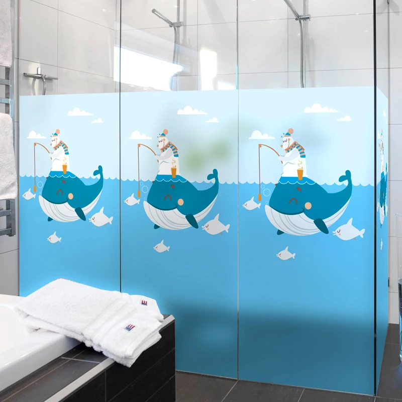 

Free Customized Stained Static Cling Window Film Frosted Opaque Privacy Glass Sticker Home Decor Digital print BLT339 Polar Bear