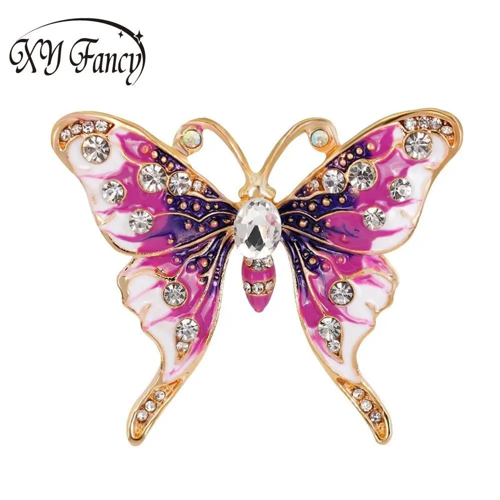 XY Fancy Women Fashionable Refined Brooches Plating Butterfly Sparkling
