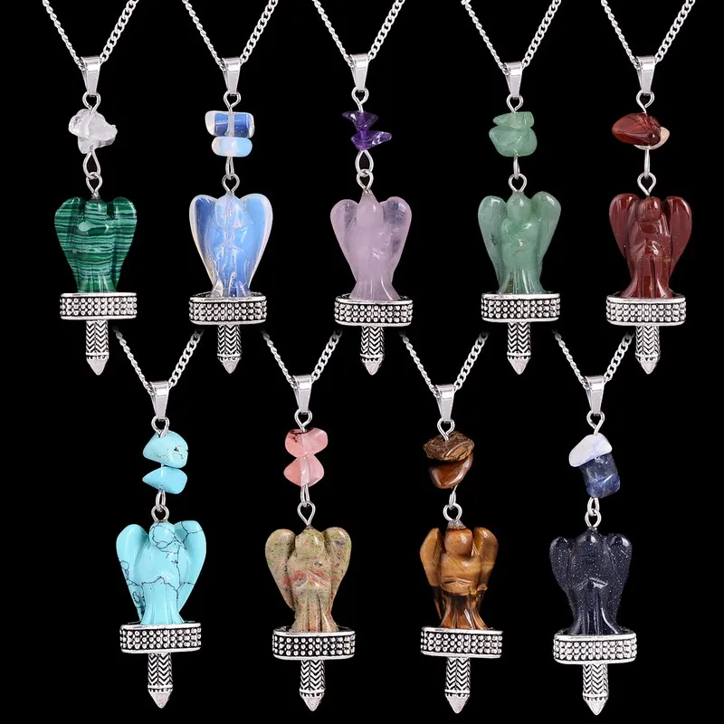 

9 Option Natural Stone Necklace Buddha Turquoise Malachite Opal Pink Crystal Tiger Eye Gem Stone Pendant Necklaces Jewelry