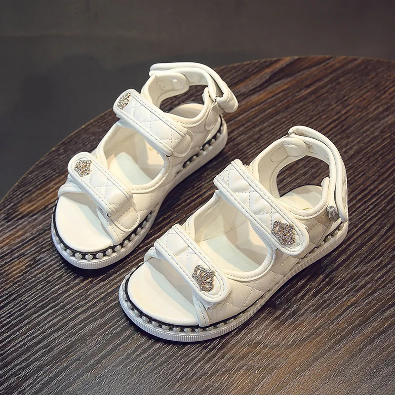 

Girls Sandals 2019 Summer New Version Big Children Open Toe Shoes 27-37 Rhinestone Casual Fashion Princess Shoes Kids Sandals