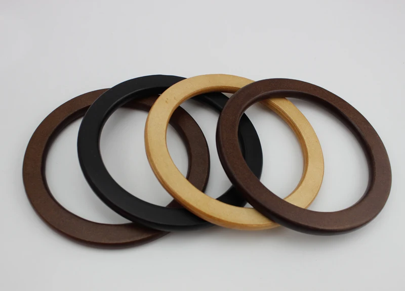 dark brown 14x14cm Youlin Round Wooden Handbag Replacement Handles for DIY Accessory
