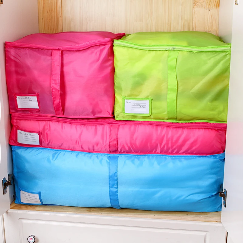 

3 Size Home Storage Bag Clothes Quilt Bedding Duvet Storage Pouch Zipped Handle Portable Travel Pillow Blanket Laundry Organizer