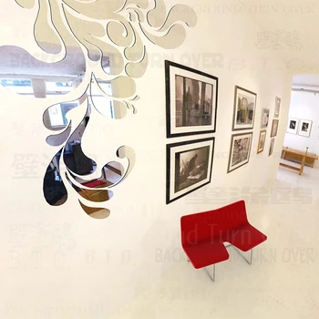 

New design DIY sea spray style acrylic mirror wall sticker living room large flower wall decals best decoration of home R214