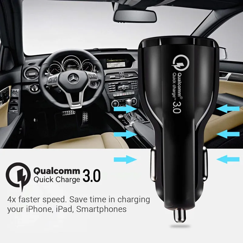 VIKEFON зарядных порта USB для автомобиля Зарядное устройство Quick Charge 3,0 QC 3,0 Мобильный телефон быстрая зарядка, автомобильное зарядное устройство для iPhone X samsung Xiaomi в автомобиле Зарядное устройство