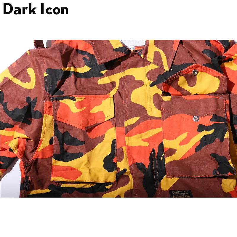 Мужская камуфляжная куртка DARK ICON с отложным воротником и кулиской на талии осень