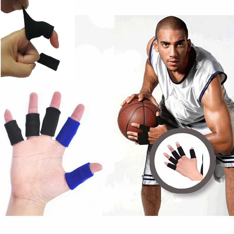 

10 pcs Knitted Sports Finger Sleeve Protector Guard Support Finger Splint Slip Fingerstall Caps Safety Brace Wrap Bands Bandage