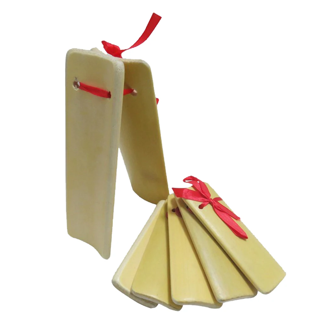 Tooyful Exquisite 2Pcs Bamboo Hand Clappers Finger Castanet Clicker Large+Small Kids Preschool Percussion Toys