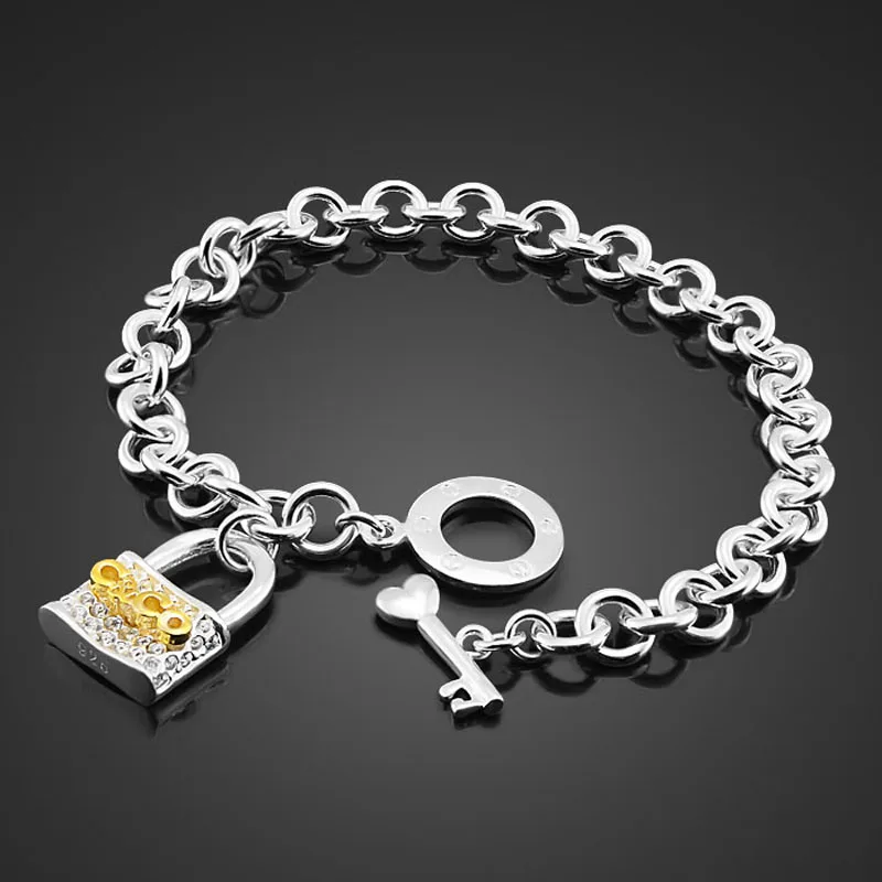 Wholesale Femmes Argent Sterling Plaqué Bracelet Fashion Jewelry Gift