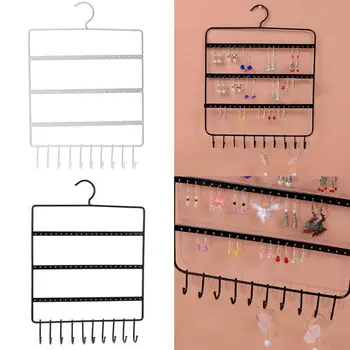 

New 66 Holes and 10 Hooks Wall Earring Organizer Jewelry Hanging Holder Necklace Display Stand Rack Holder