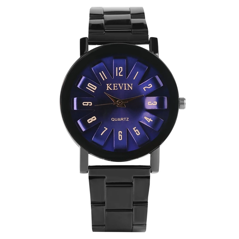 Черные стальные часы для мужчин Кевин бренд повседневное Япония кварцевые часы для мужчин и женщин Кристалл Фиолетовый Красный часы мужские женские наручные часы - Цвет: Purple Dial
