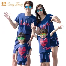 

Family Look 2017 Summer Style Girl and Mother LOVE Letter T-shirt Shorts Family Clothing Father Son Family Matching Outfits