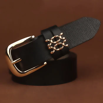 

Female Genuine Leather Belt Cow Skin Women's Belt Black for Woman Jeans Designer Pin Buckle Belt Lady All Match Waist