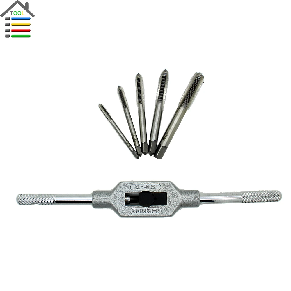 6pc Handle Tap Wrench M1 M12(1/16 1/2 inch) w/ M3 M8 Hand Screw Thread