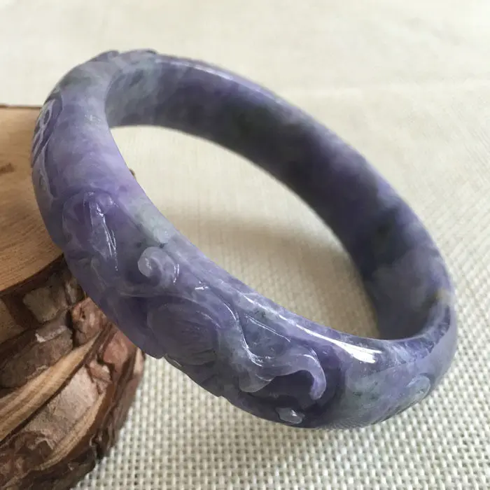 

A-1845 Chinese Hand-carved Lavende Purple Jadeite Jade Gems Bangle Bracelet 63mm 28% 10.13