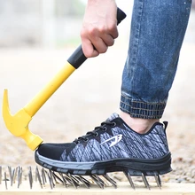 Мужская Уличная Рабочая защитная обувь со стальным носком мужские Противоскользящие стальные ПРОКАЛЫВАЮЩИЕ строительные ботинки женская безопасная обувь большого размера