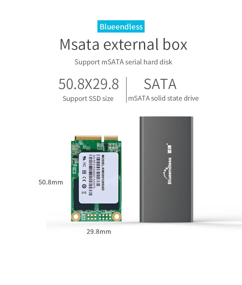 New product Aluminum m.2 ssd case portable hard disk msata to usb type c msata case 224222602280 hard drive msata enclosure (3)