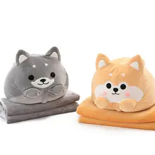 Милые плюшевые собаки игрушки Шиба ину Форма мягкие подушки животных 2 в 1 подушки с Одеяло подарок на день рождения Детские игрушки D5Z