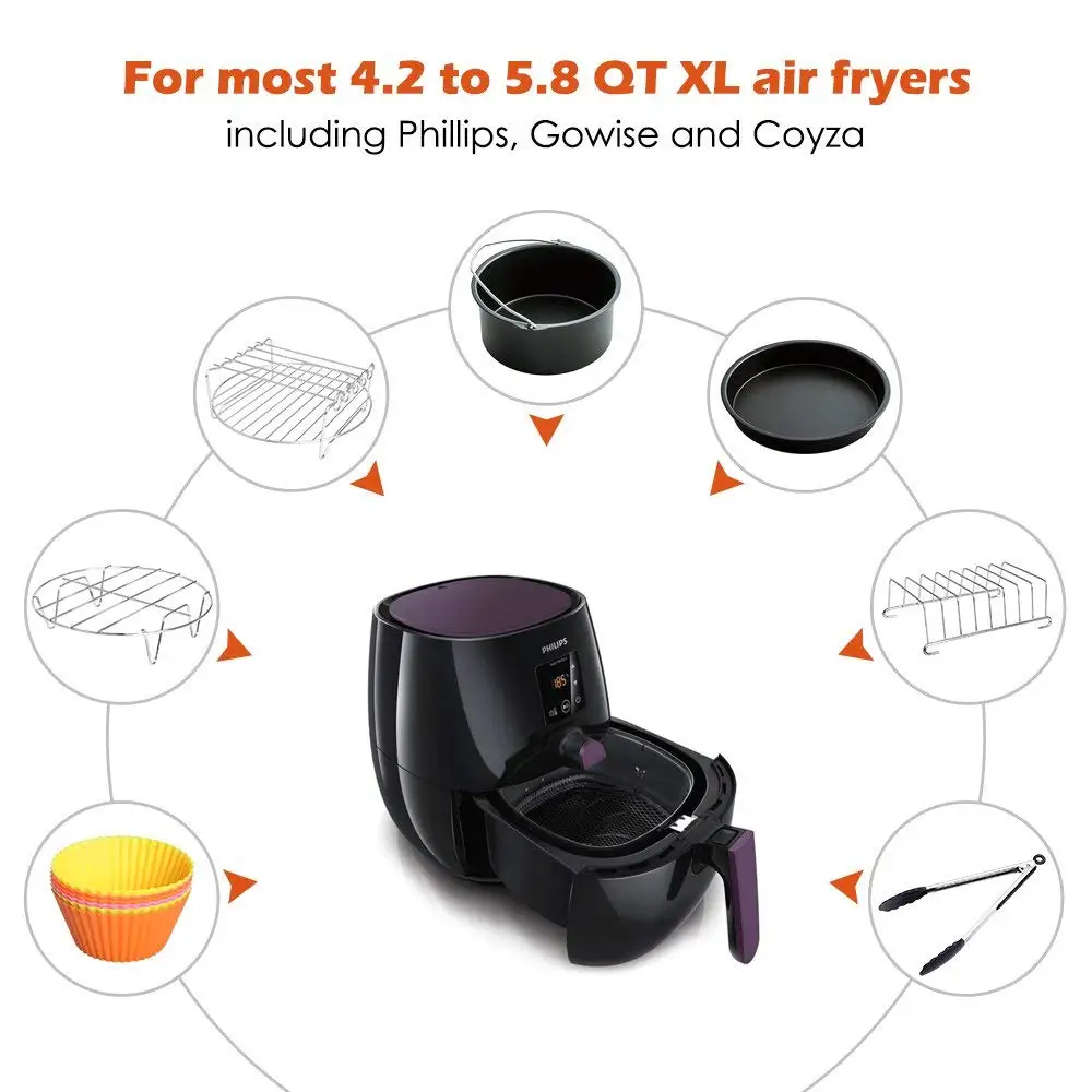 Elektrikli fritöz parçaları hava fritöz aksesuarları 8 inç 5.8 qt XL hava fritöz 9 adet Gowise Phillips ve cozyna hava fritöz|Elektrikli Fritöz Parçaları| - AliExpress