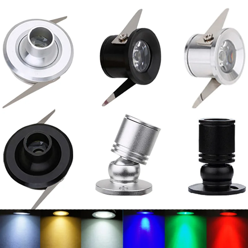 

3 Types Dimmable 1W LED Mini Downlight Under Cabinet Spot Light Ceiling Recessed Lamp 85-265V DC12V Down lights free shipping