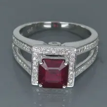 Винтажное однотонное кольцо 14Kt из белого золота 2.69Ct с натуральным красным Рубином, обручальные кольца из 585 золота с бриллиантами и Рубином для женщин