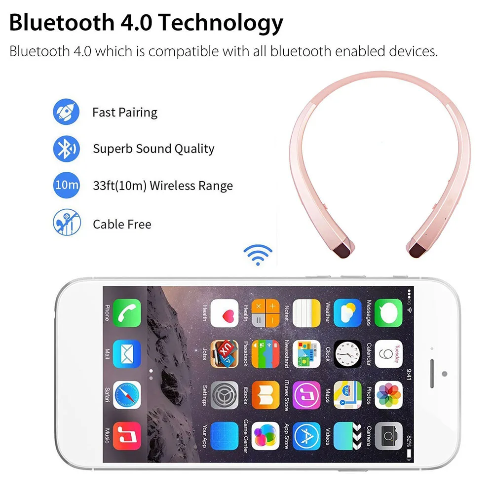 Беспроводная bluetooth гарнитура спортивные наушники Выдвижной наушник стерео для