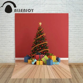 

Allenjoy christmas photography backdrop Wooden stitching xmas tree present children's camera photocall photographic Customize