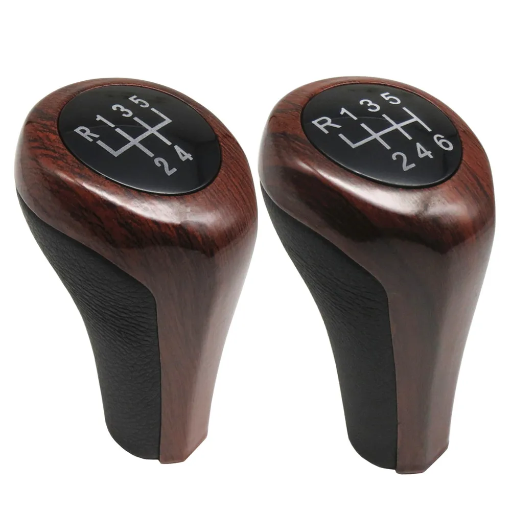 FaroeChi 5 speed 6 speed Wood color Leather Gear Shift Knob for BMW E60