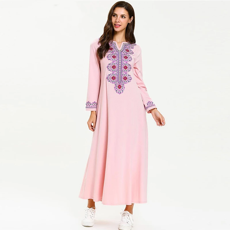 Женское мусульманское платье с цветочной вышивкой Abaya элегантное Кафтан в Дубае