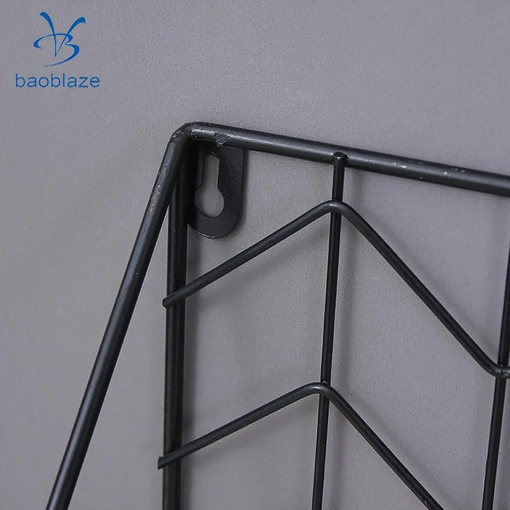 Iron Wall Hanging Storage Organizer with Pine Wood Board Plants Holder for Bedroom, Living Room, Bathroom, Kitchen, Office