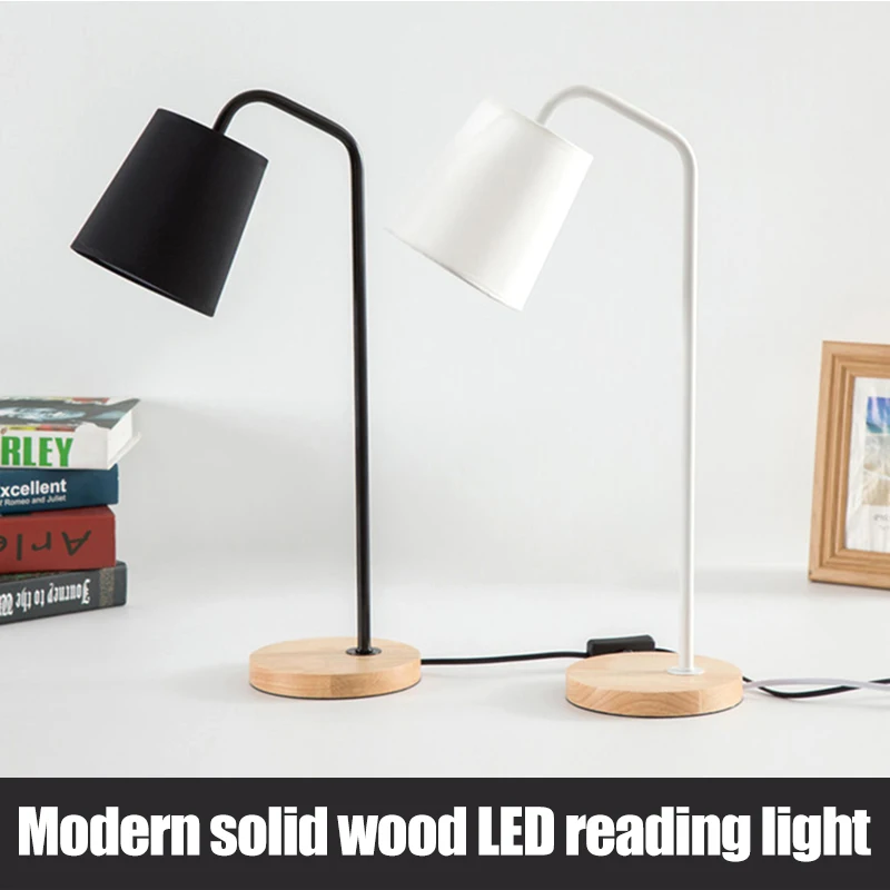 

Economical Nordic Minimalist Table Lamp LED USB Solid Wood Light Study Bedroom Dormitory Modern Reading Light ds99