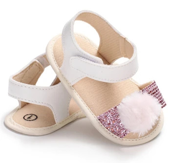 

Summer Newborn Baby Girl Soft Sole Crib Shoes Sandals Sequined Balls Sandals Red Gold