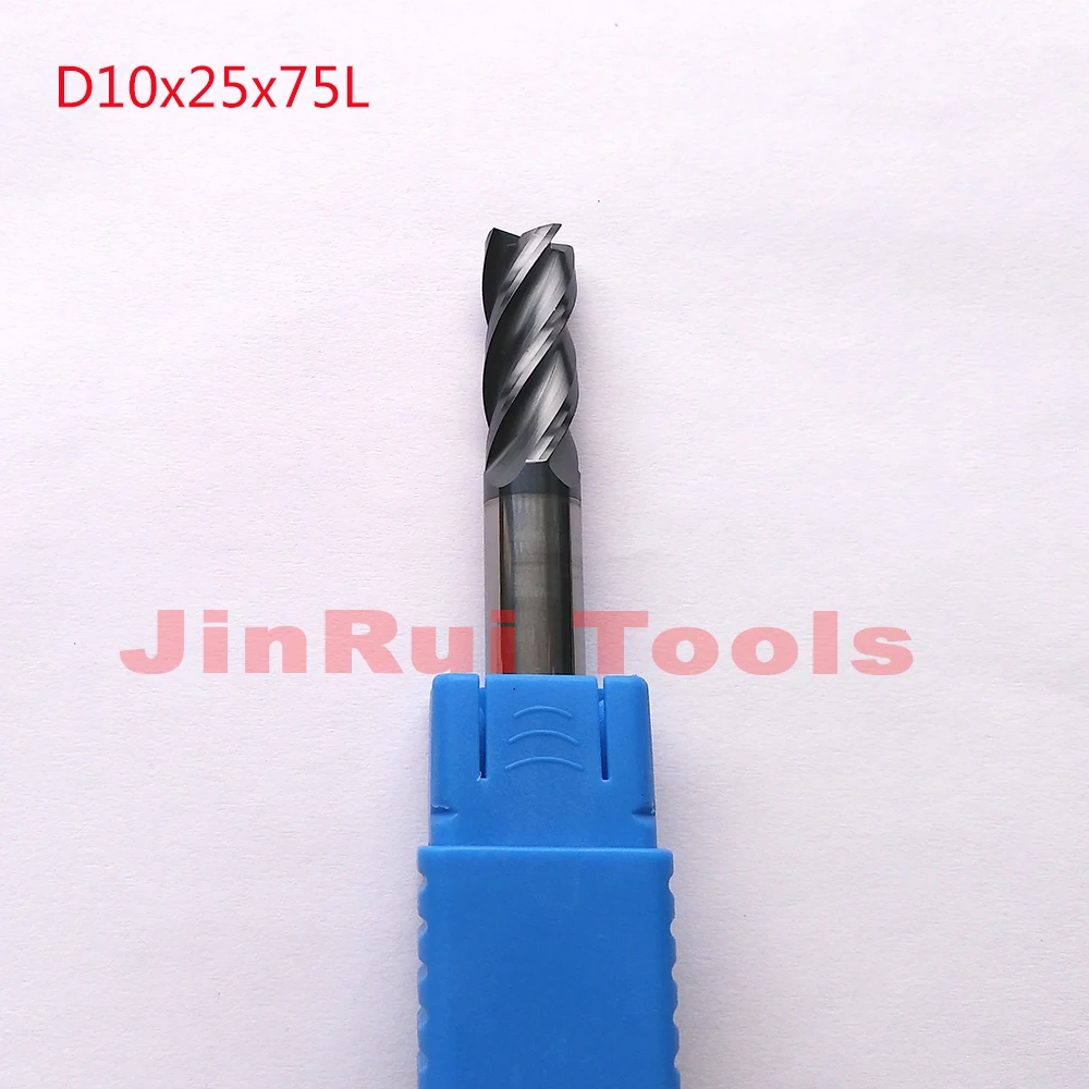 

1pc D10*25*75L HRC60 4 Flutes Flat Square Solide Carbide End Mills CNC router bit milling cutter Tools knife fresa