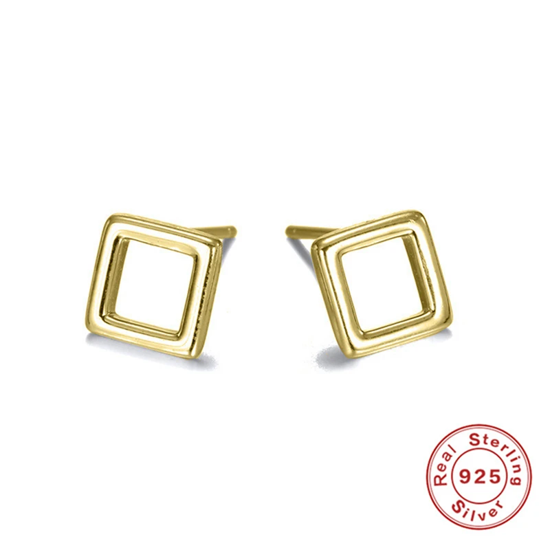 

BOAKO Simple Hollow Out Gold Stud Earring 925 Sterling Silver Earring Elegant Geometric Earrings Jewelry pendientes mujer
