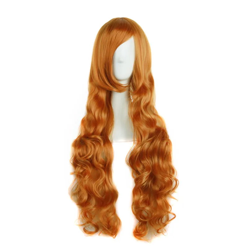 BLEACH Matsumoto Rangiku Аниме Костюм для косплея 80 см Длинные оранжевые золотистые кудрявые парик Мужские костюмы для Хэллоуина термостойкий парик