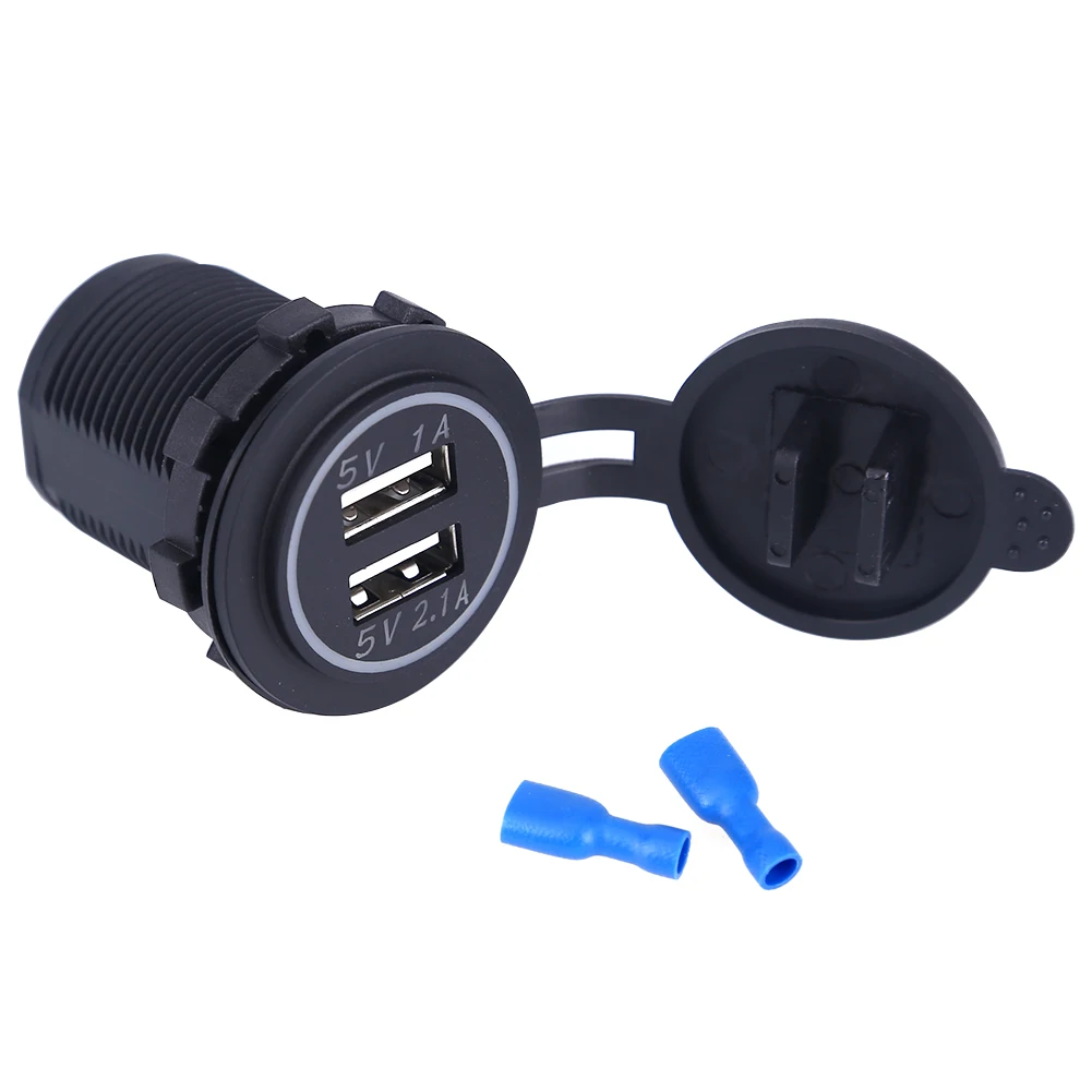 العالمي شاحن سيارة USB مركبة DC12V-24V للماء شاحن USB مزدوج 2 منفذ مقبس الطاقة 5 فولت 2.1A/1A سيارة-شاحن