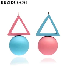 Kuziduocai, новинка,, модное ювелирное изделие, на каждый день, маленькая любовь, треугольник, жемчужные асимметричные серьги-гвоздики для женщин, подарок, E-792