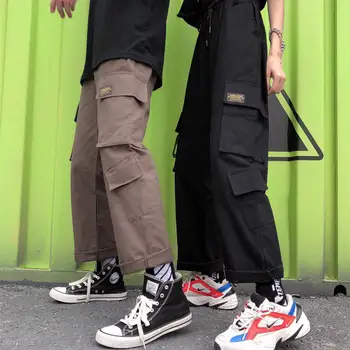 

Cool Streetwear Cargo Pants Women 2019 Women Wide Leg Vintage Harem Pants Black Korean Black Overalls Joggers Pants Trousers