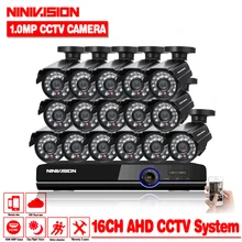 HD 16 каналов 1080p AHD DVR комплект видеонаблюдения камера безопасности наружного и внутреннего 1.0MP 2000TVL CCTV Системы 16CH DVR Системы