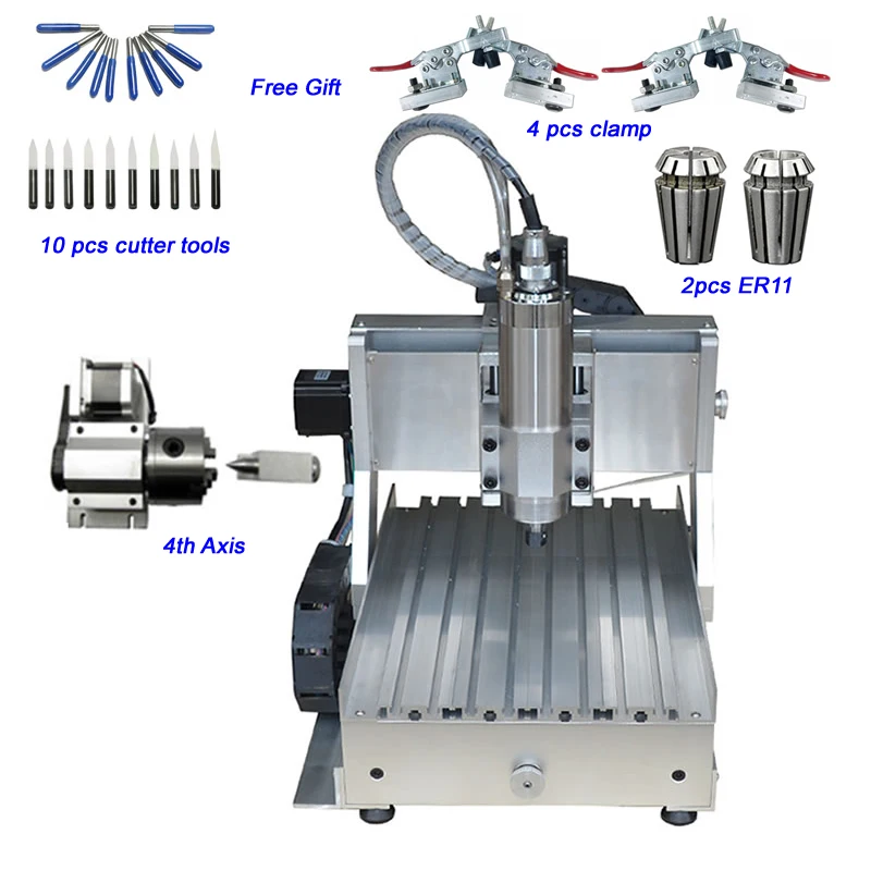 3 axis 4axis Mini CNC Milling Machine Ball Screw 800W 3020 Router