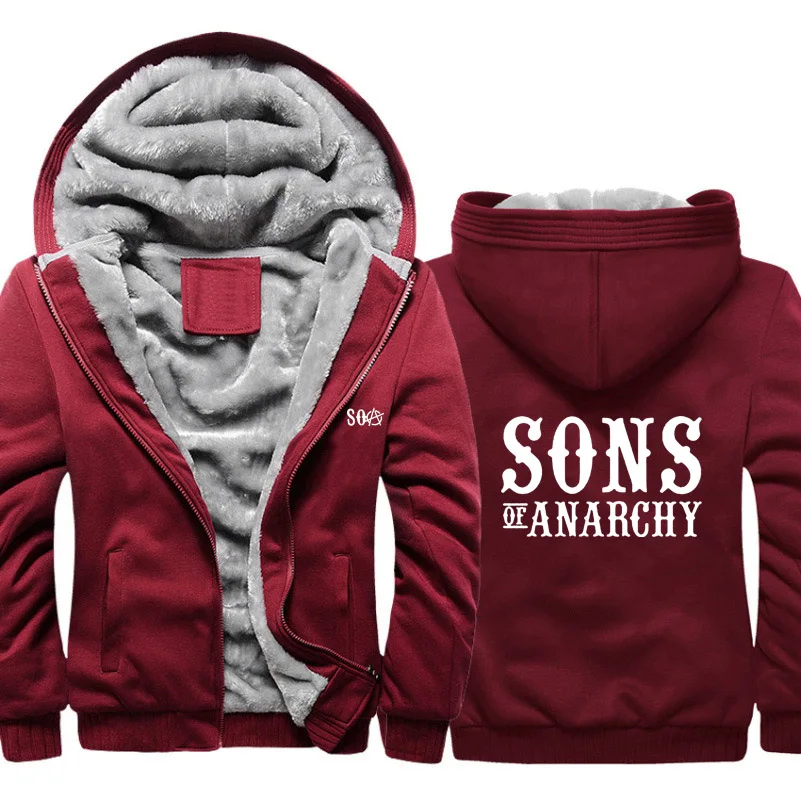 Мужская зимняя флисовая толстовка SOA Sons of толстовки анархия утепленное