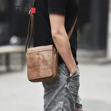 AETOO Scrub top layer leather shoulder bag retro men's bag Europe and the United States trend summer Messenger bag small bag the new first layer of leather europe and the united states fashion multi color single shoulder bag shell leather portable messe