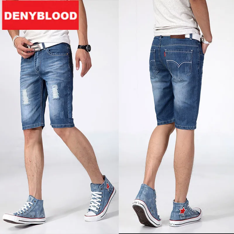 Buy Summer Casual Men Ripped Jeans Capris Men Denim