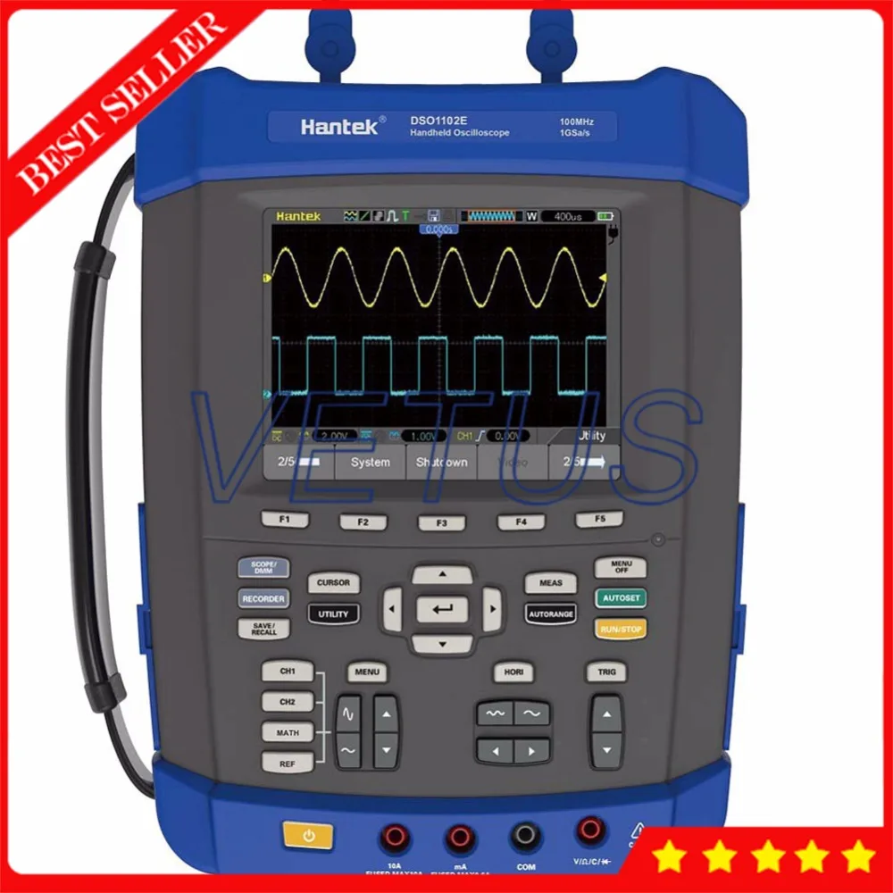 Hantek dso1102e 100 мГц цифровой Osciloscopio ручной БПФ анализатор спектра с 6000 отсчетов DMM USB Портативный осциллограф