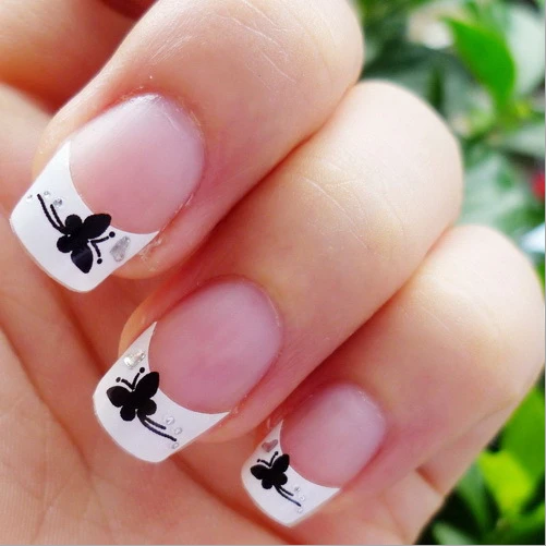 White French Manicure Nailset Silver French Tip Nail Design