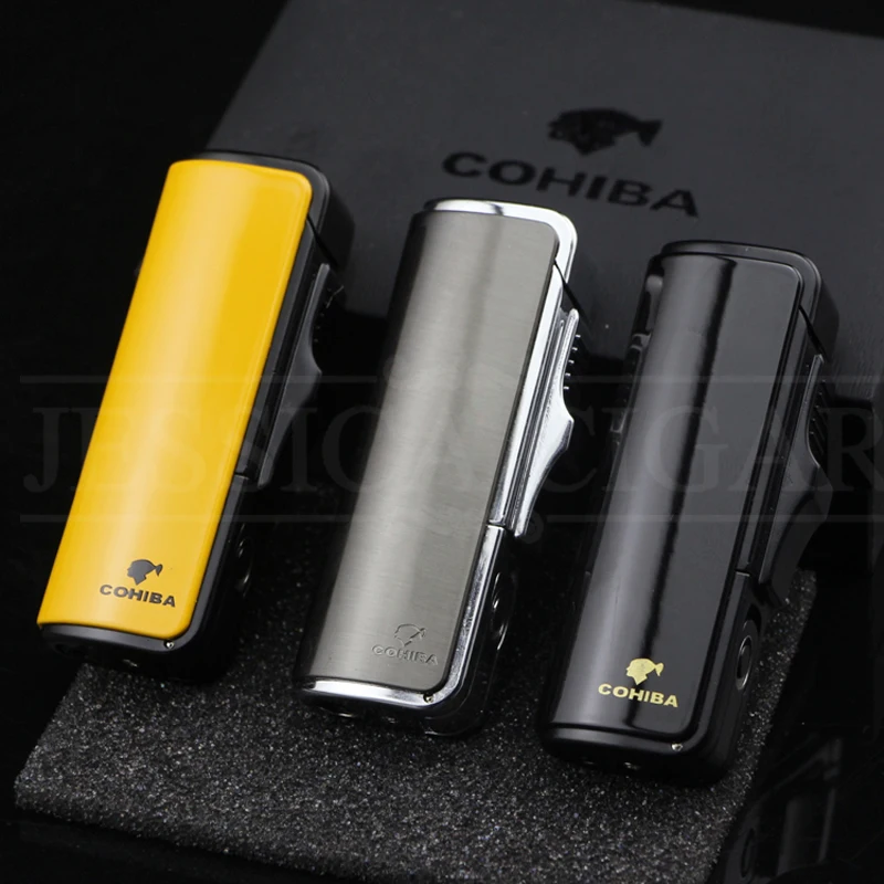 

COHIBA Lighters Gadget Metal Cigarette Lighters 3 Jet Flame Mini Butane Gas Lighter Windproof Torch Lighter For Cigars