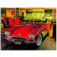 Diy Алмазная Вышивка Ретро автомобиль фото на заказ Алмаз Картина Полная площадь Круглый Вышивка крестиком Алмазная Свадьба DecorationZP-1045